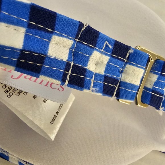 New Lauren James Gingham Off The Shoulder Bikini Top in Blue Peri Bralette S - Picture 3 of 5